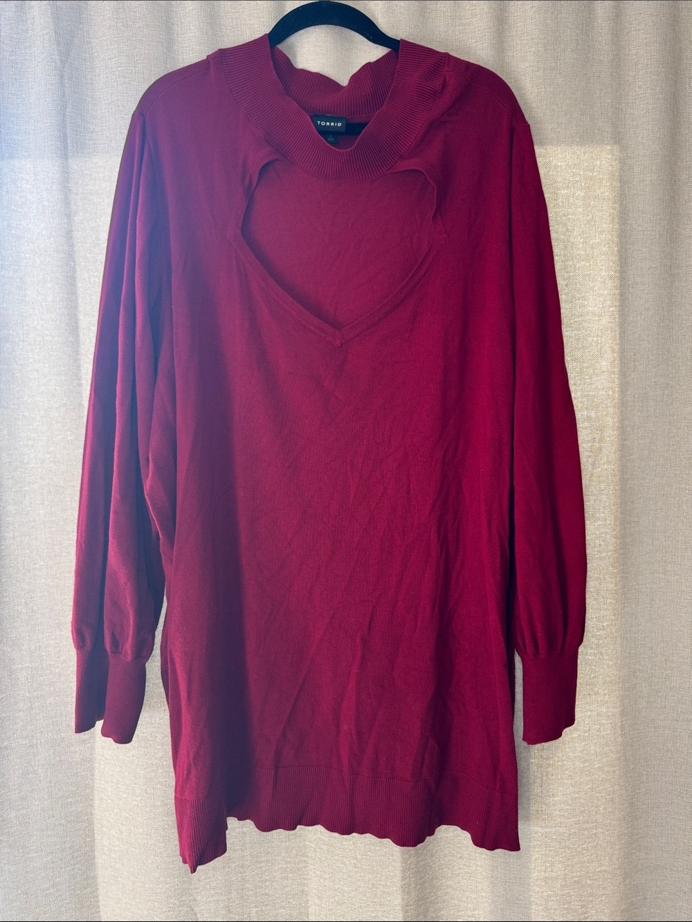 Torrid Keyhole Cutout Long Sleeve Sweater Tunic Dress Deep Red Size 5 Plus Size